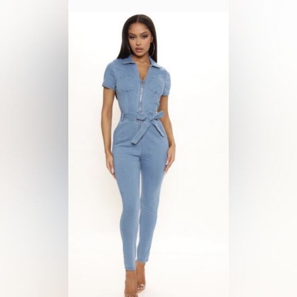 90's Retro Utility Vibe Denim Jumpsuit Women's Size Large - Picture 10 of 11